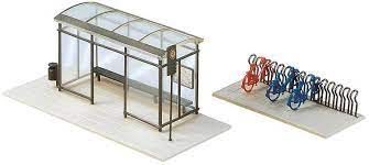 Faller City Compact Bus Stops with Bike Stands HO