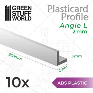 Green Stuff World ABS Plasticard Angle L Profile 2mm