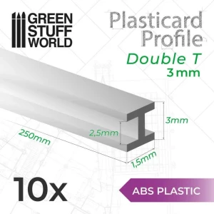 Green Stuff World Plasticard Double-T Profile 3mm