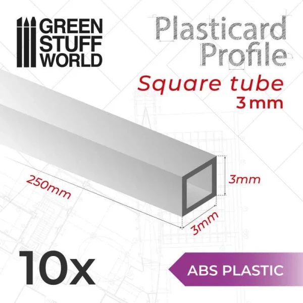 Green Stuff World ABS Plasticard Squared Tube 3mm