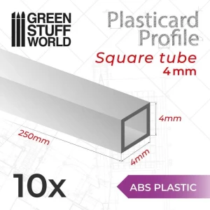 Green Stuff World ABS Plasticard Squared Tube 4mm