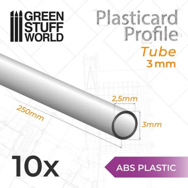 Green Stuff World ABS Plasticard Profile Tube 3mm