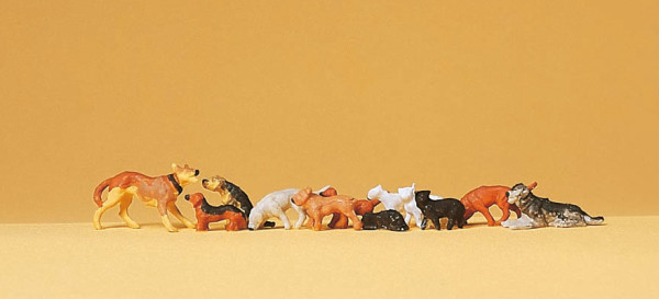 Preiser Dogs and Cat Set  HO