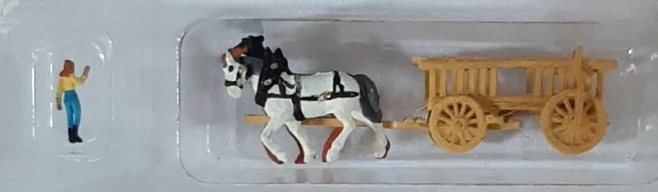 Vintage Preiser Miniature Figurine Set with Horse-Drawn Cart Z
