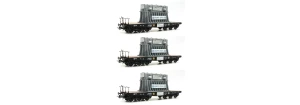 Roco German Federal Railway 3‑Piece Heavy Duty Flat Wagons H0