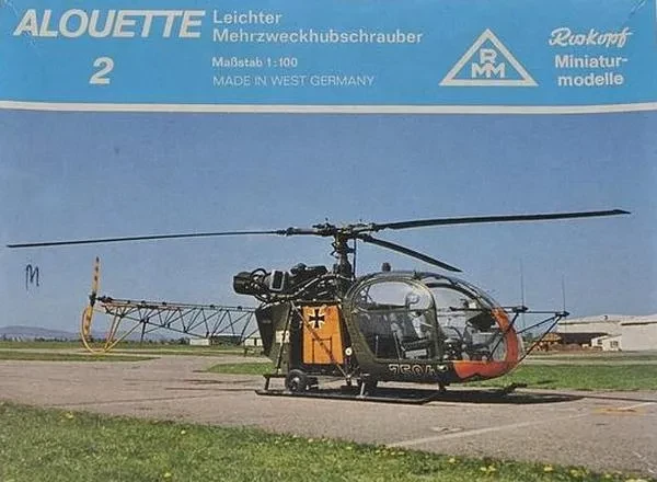 Roskopf Miniaturmodelle Messerschmitt-Bölkow-Blohm Alouette II Light Multipurpose Helicopter West German Army Kit 1:100
