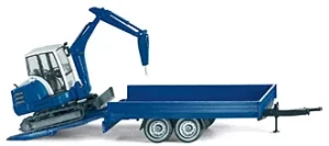 Wiking Mini Excavator with Hydraulic Hammer and Tandem Trailer H0